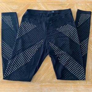 Black  leggings with silver studs & black crystals EUC size small